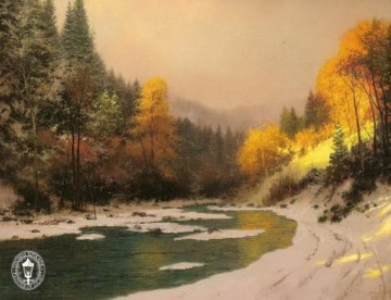 autumn sunlight Painting - Autumn Snow Thomas Kinkade scenery